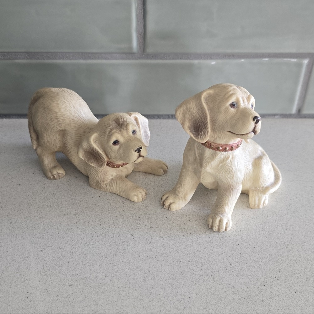 HOMCO Labrador Retriever Puppy Porcelain Dog Figurines Set of 2 Sir Lanka